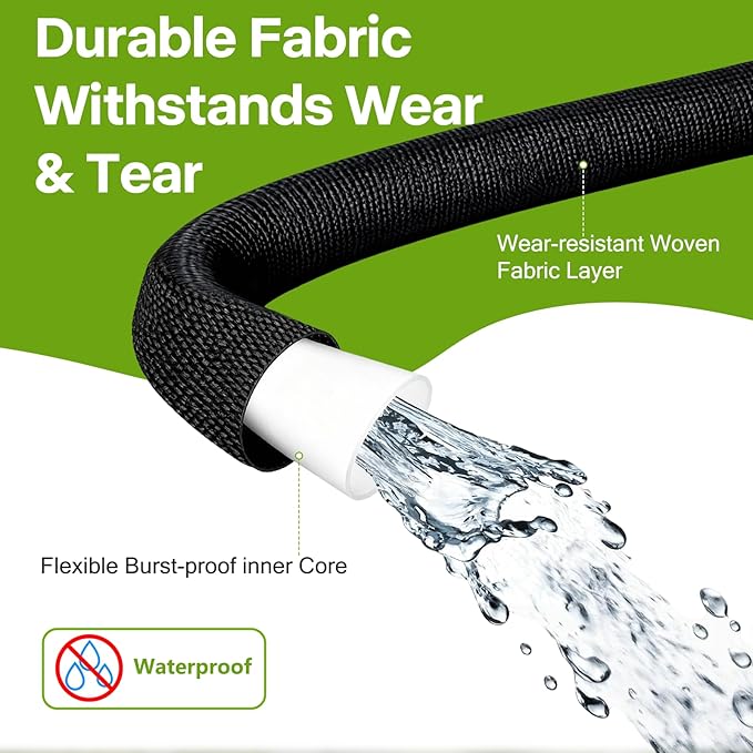 Garden Hose 50 ft x 5/8 in, Ultra-Light, All-Weather Water Hose, Leak-Free Connections,High Pressure Abrasion-Resistant Eco-Friendly.