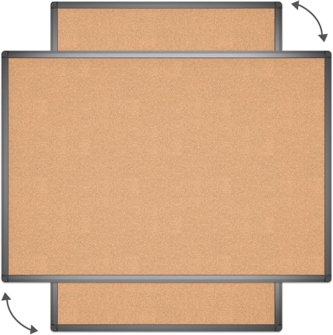 VIZ-PRO Cork Notice Board, 48 X 36 Inches, Cork Bulletin Board