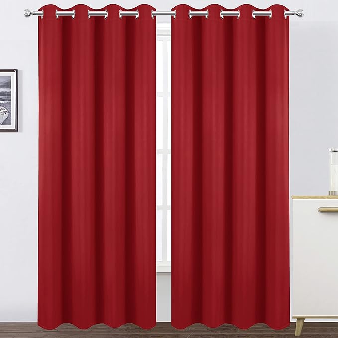 LEMOMO Blackout Curtains 66 x 84 inch/Bright Red Curtains Set of 2
