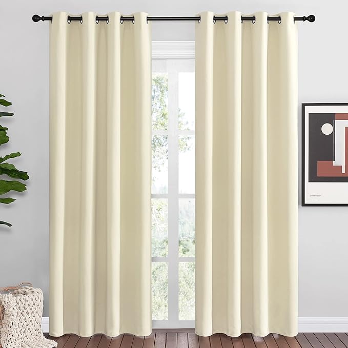 NICETOWN Beige Room Darkening Curtains 86" Long