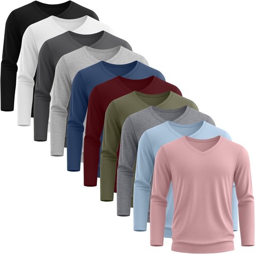 August Alley Men's Big and Tall Cotton Shirts - 10 Pack | Comfortable Fall Tops