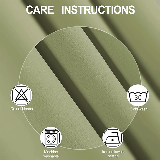 LEMOMO Sage Green Thermal Blackout Curtains/42 x 95 Inch/Set of 2 Panels Room