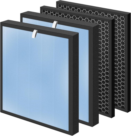 HSP001 True HEPA Filter Replacements for Air Purifier Filters HSP001,4 in 2 H13 True HEPA Filter with Activated Carbon Pre-Filter,2 Pack