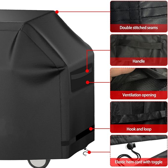 BBQ Grill Cover 52 Inch 600D BBQ Cover for Outdoor Barbecue Covers, Compatible with Genesis, Weber Models UV & Fade Resistant, All-Weather