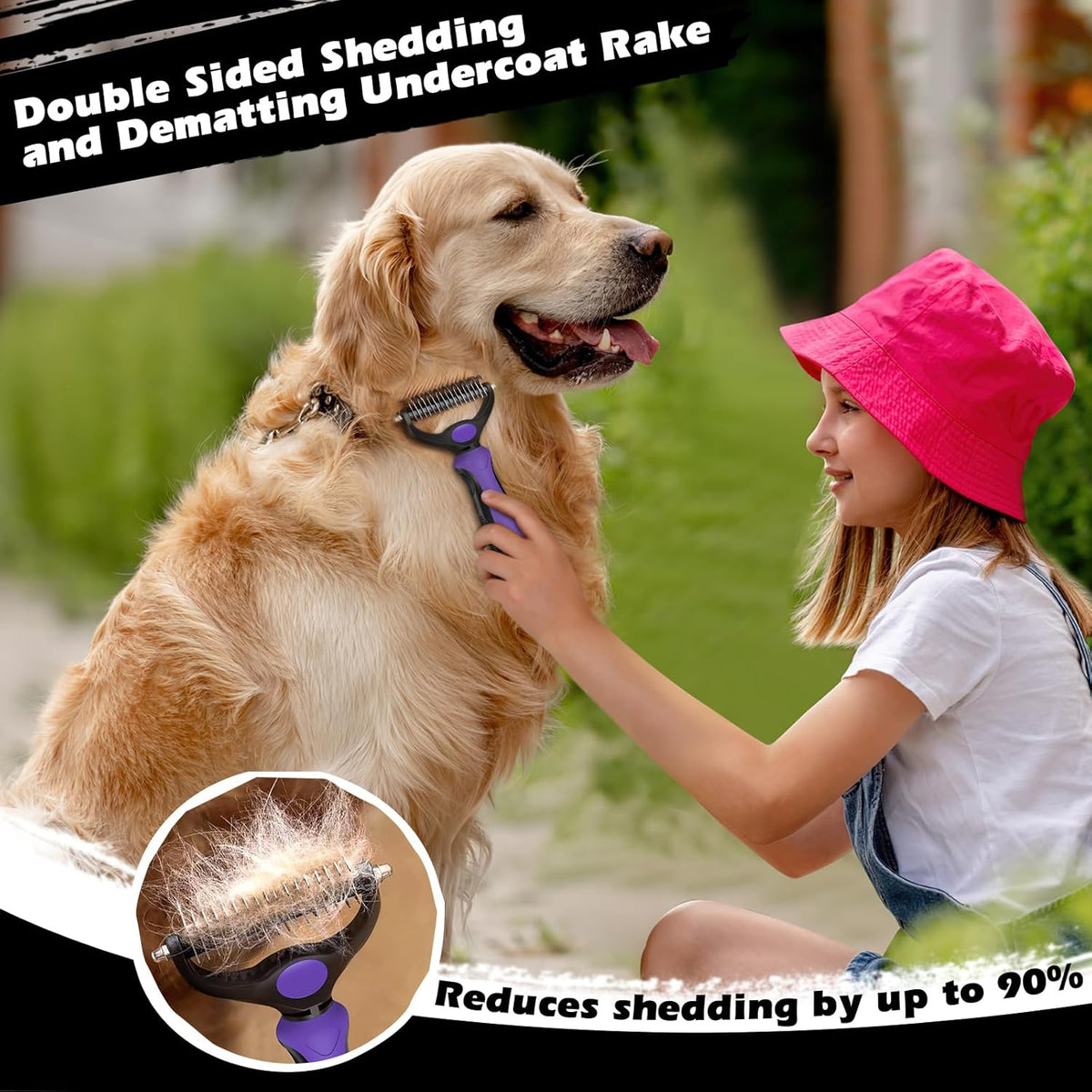Skiennix Self-Cleaning Slicker Brush Set - 3PCS Pet Grooming Tools for Dogs, Cats & Horses | Skin-Friendly Dematting Comb (Purple)