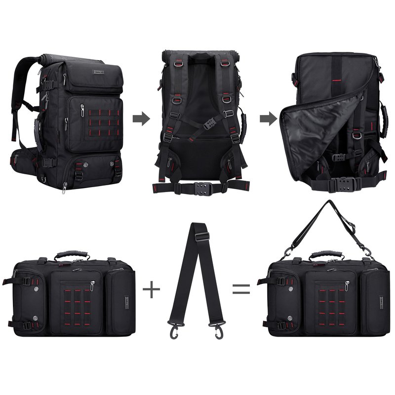 WITZMAN Carry on Travel Backpack for Men Women Airline Approved Convertible Nylon Duffle Backpack Luggage Bag (B682 Black)