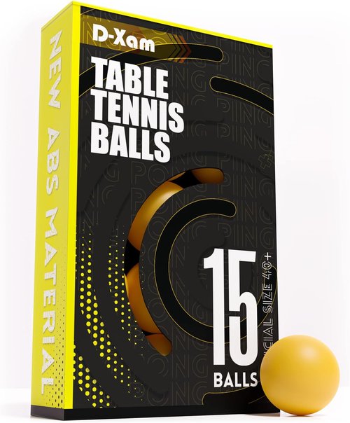 D-Xam Ping Pong Balls - 15 Pack Official 40mm High Bounce Table Tennis Balls | Durable ABS for Training & Practice