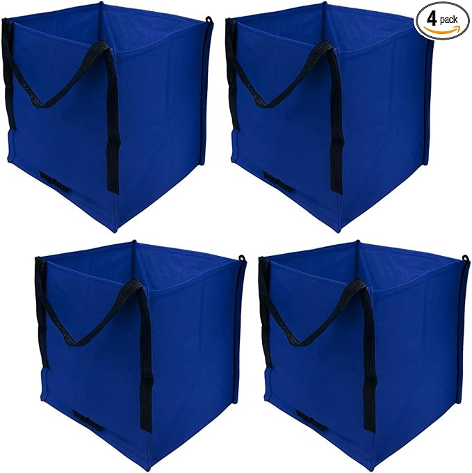 DURASACK Heavy Duty Storage Tote Bag 22-Gallon Rugged Woven Polypropylene Moving Bag, Reusable Self-Standing Design, Holds up to 500 Pounds, Pack of 4, Blue