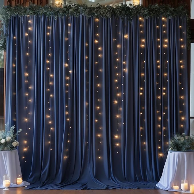 Navy Blue Backdrop Curtain for Parties Wrinkle Free Photo Curtains Backdrop Drapes Fabric Decoration for Wedding Birthday Party Baby Shower 5ft x 8ft,2 Panels