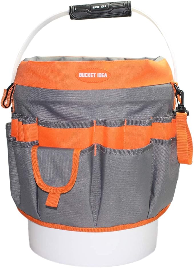 MELOTOUGH Bucket Idea Bucket Tool Organizer With 35 Pockets Fits to 3.5-5 Gallon Bucket (Orange) …