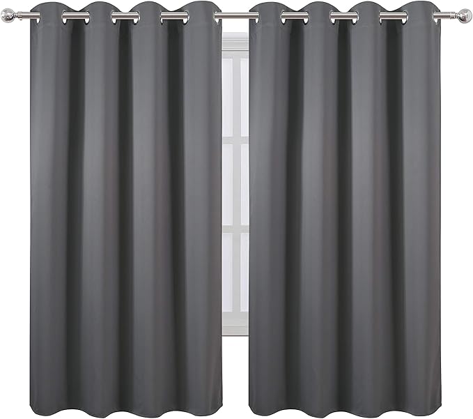 LEMOMO Frost Grey Blackout Curtains 66 x 63 Inch Length/Set of 2 Curtain