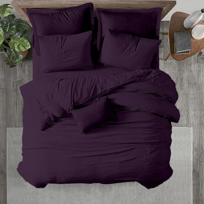 Kotton Culture 1 Pc California King Size Duvet Cover Only -100% Egyptian Cotton Sateen 600 Thread Count Ultra Soft Premium Durable Comforter Cover Zipper Closure & Corner Ties (Plum,104"x98")