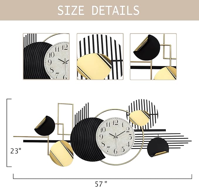 ERMOFAV Metal Wall Art, Abstract Modern Creative Geometric Round Art Decor 56"