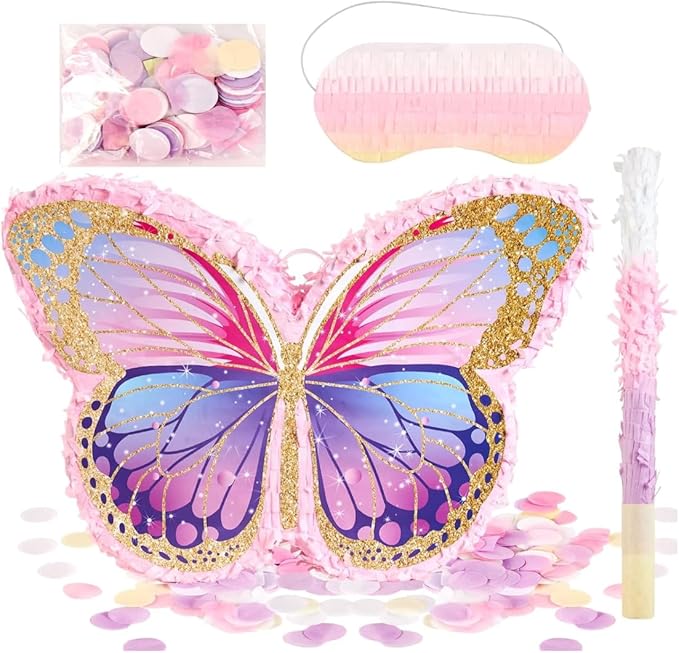 Small Butterfly Party Decorations, Butterfly Birthday Party Favors with Stick and Blindfold, Girls Butterfly Party Supplies, Fairy Theme Party Decorations