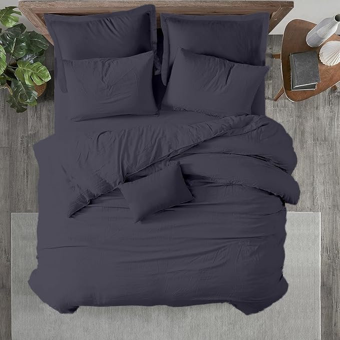 Kotton Culture 1 Pc King Size Duvet Cover Only -100% Egyptian Cotton Sateen 600 Thread Count Ultra Soft Premium Durable Comforter Cover Zipper Closure & Corner Ties (Dark Grey, King 102"x94")