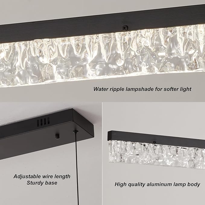 Modern Led Pendant Light, Dimmable Crystals Led Chandelier for Dining Room Light Fixture Over Table Creative Vertical Pendant Light for Kitchen Island, Dining Room, Bedroom(49.6IN)