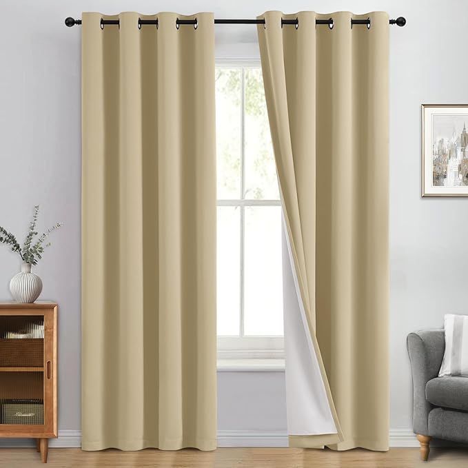 Yakamok 100% Blackout Curtain Panels 84 inches Cold and Light Blocking Drapes