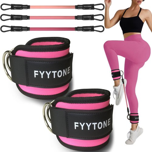 Ankle Resistance Bands with Cuffs, Women Workout for Home Gym, Glutes Exercise at Home, Ankle Strap for Cable Machines Women, Shaping The Perfect Butt. (Ankle Resistance Bands with Cuffs, Pink)