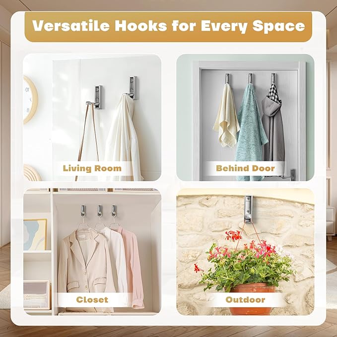 Folding Wall Hook, Heavy Duty Zinc Alloy No Rust Fold Up Hooks
