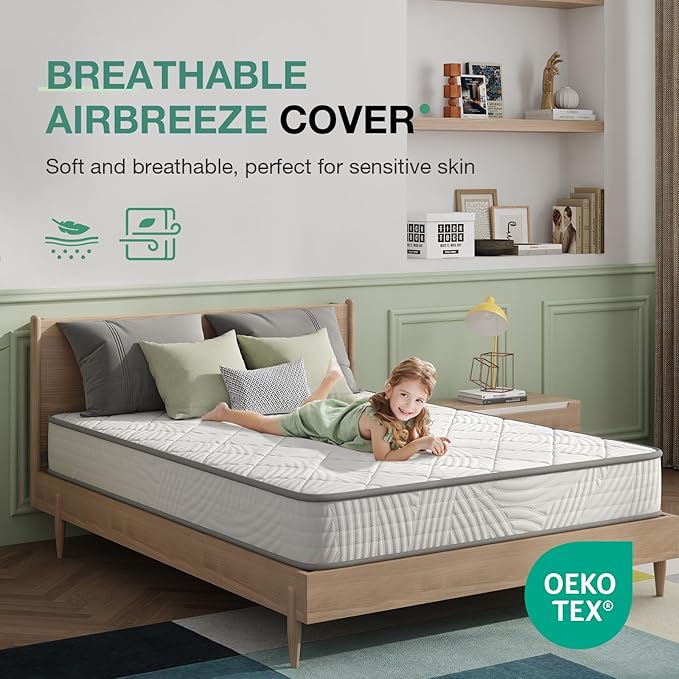 Novilla Twin Size Mattress, 8 Inch Twin Mattress Hybrid for Back Pain Relief & Support, Bed Mattresses in a Box with Comfortable & Durable Support, Certipur-Us Certified