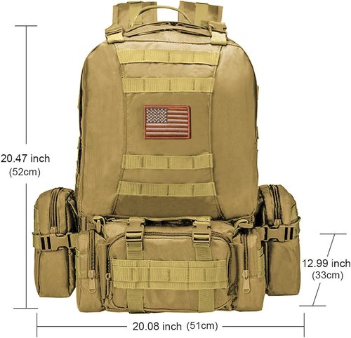 CVLIFE Tactical Backpack Military Army Rucksack 60L Large Assault Pack Detachable Molle Bag…