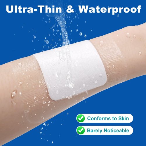 Dimora Waterproof Transparent Film Dressing with Pad, Large Clear Bandage Tape for Wound Care, Adhesive Post Surgical Cover Pad，for IV Shield, Tattoo Aftercare, Shower Protector 4x8 inch 10 Packs