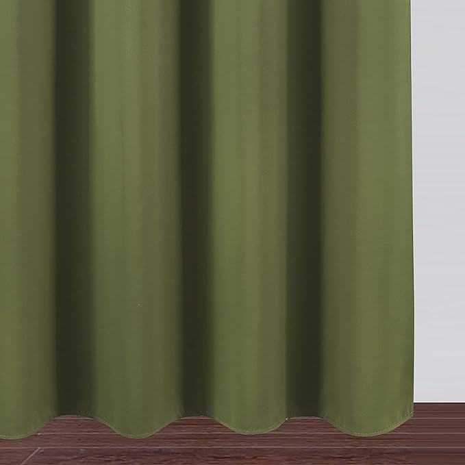 LEMOMO Olive Green Blackout Curtains 52 x 63 Inch Length/Set of 2 Curtain
