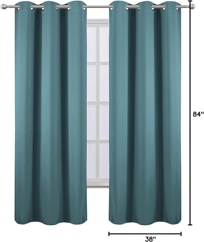 LEMOMO Sea Teal Thermal Blackout Curtains/38 x 84 Inch/Set of 2 Panels Room