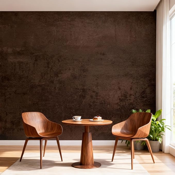 Moody Brown Peel and Stick Limewash Wallpaper 16'' x 590'' Dark Bronze