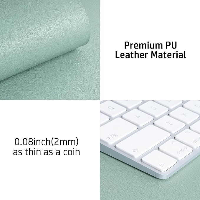 Aothia Leather Desk Pad Protector, Mouse Pad, Office Desk Mat, Non-Slip PU Leather Desk Blotter, Laptop Desk Pad, Waterproof Desk Writing Pad for Office and Home (Light Blue,31.5" x 15.7")