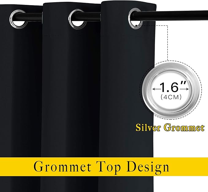 NICETOWN Black Out Dooway Curtain 80 inches Long, Grommet Thermal Insulated