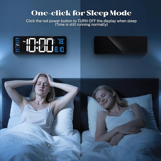 Digital Wall Clocks for Classroom, Temperature, Night Light for Living Room