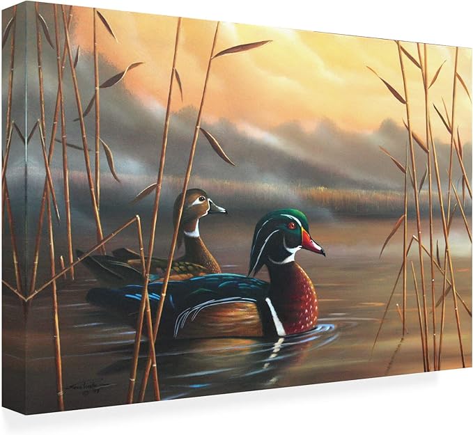 Trademark Fine Art Outdoor Canvas Art - Geno Peoples 'Wood Ducks' Wall Art for Outdoor Spaces, Patios, or Gardens