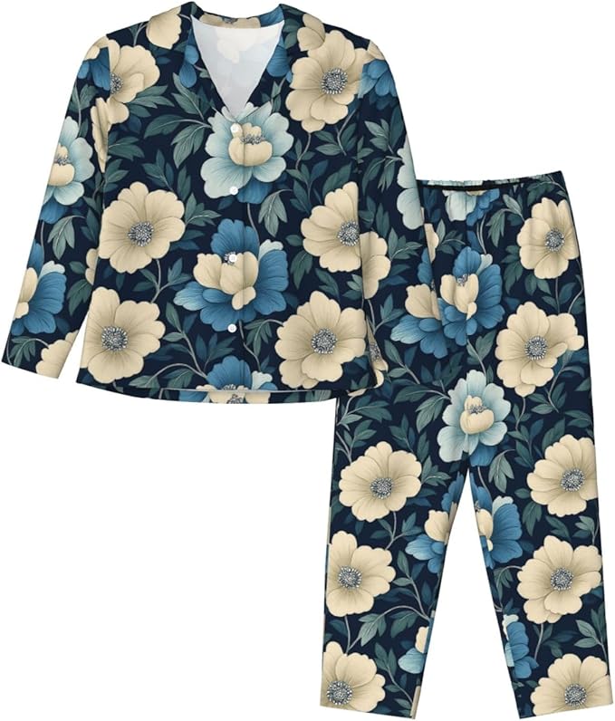 Retro Bee And Floral Women'S Pajama Sets Ultra-Soft Printed Sleepwear
