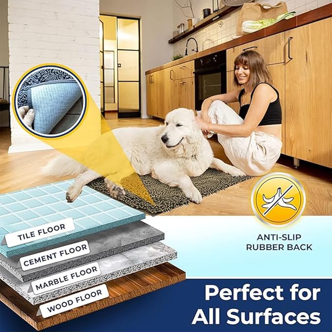 Muddy Mat Chenille Bathroom Rugs Quick Dry Microfiber Mats Non Slip Washable, Extra Thick, Soft and Highly Absorbent Bath Mats for Bathroom, Kitchen, and Shower Floor - Beige Medium 30"X19"