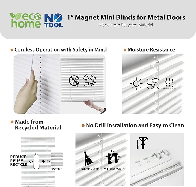DEZ FURNISHINGS Cordless No Tools 1" Magnet Mini Blinds