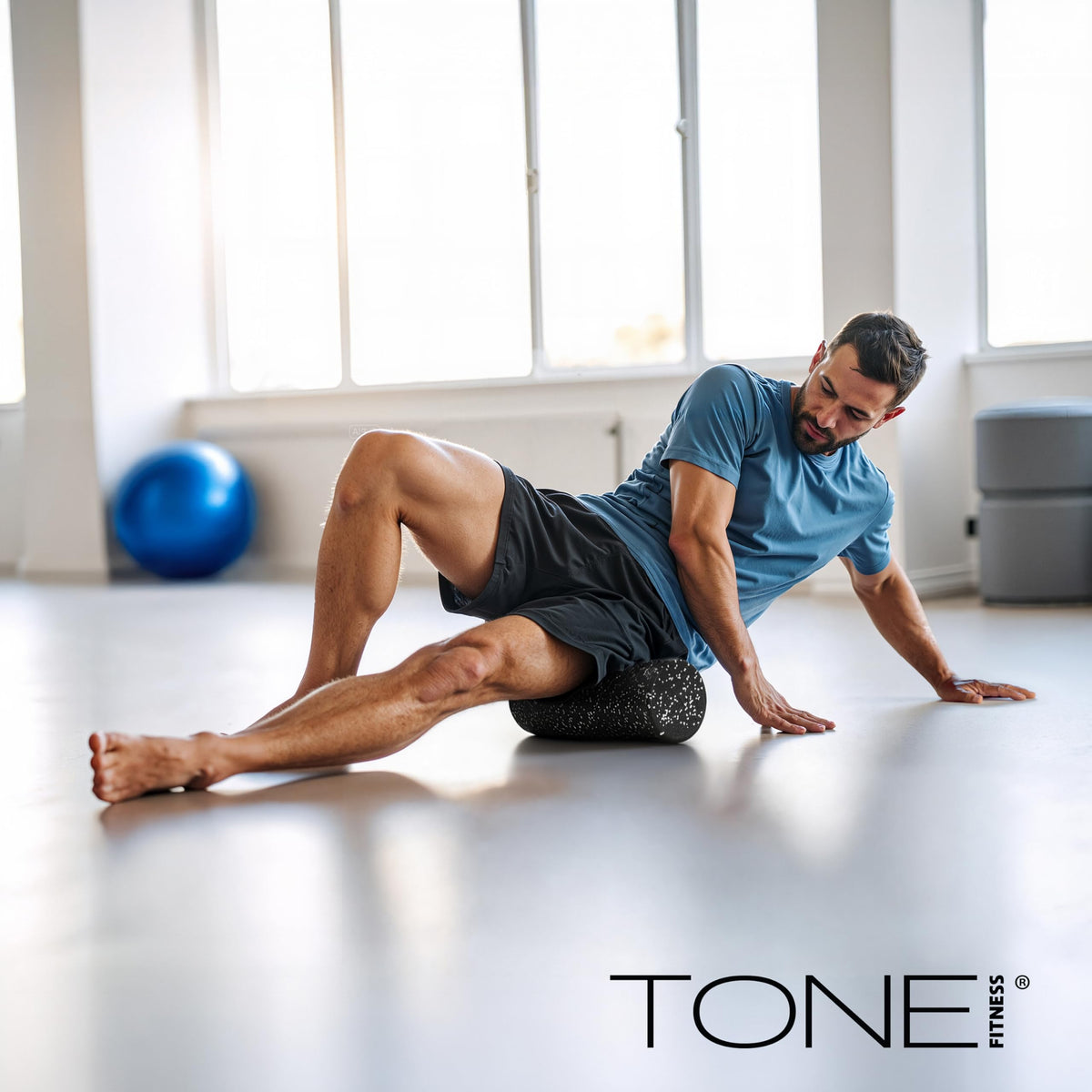 Tone Fitness High Density EPP Foam Exercise Foam Roller for Yoga, Pilates, Stretching, Massage, and Recovery 36 inch Black/White Speckled