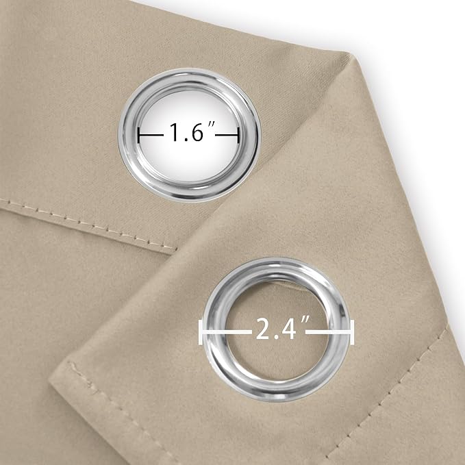 LEMOMO Khaki Thermal Blackout Curtains/52 x 72 Inch/Set of 2 Panels Room