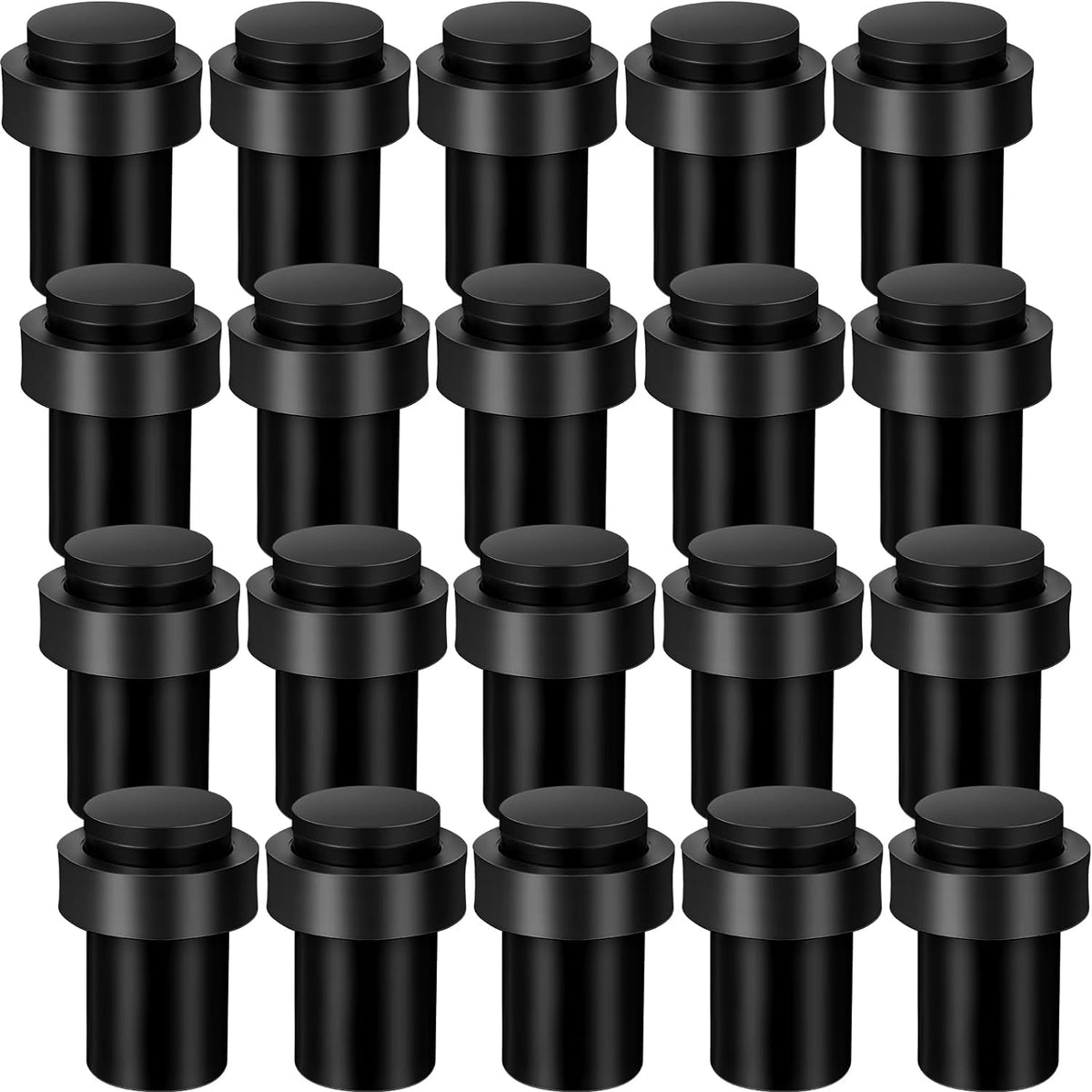 Chumia 6 Pcs Door Stopper Mounted Floor Stops Stainless Steel Cylindrical Stopper Modern Decorative Rubber Bumper Stops Holder Wall Protector for Bottom or Top of Door (Black)