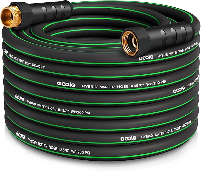 Heavy Duty Garden Hose 50ft, NON-EXPANDABLE Flexible Water Hose, Kink Resistant Lightweight Hybrid Hose, Leakproof Hose Male to Female Fittings