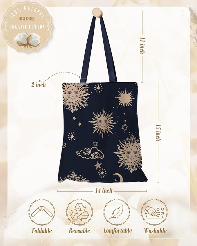 Miss Adola Aesthetic Canvas Tote Bag for Women - Sturdy Cloth Cotton Totes Bag with Pattern Shoulder Bag