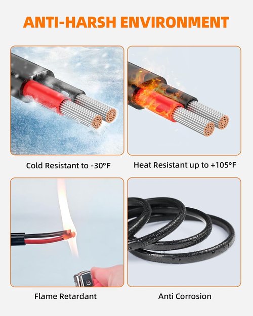 CONEPY 10 AWG 2 Conductor Electrical Wire - Flexible Oxygen-Free Tinned Copper | 30FT Length for Automotive & Marine Use