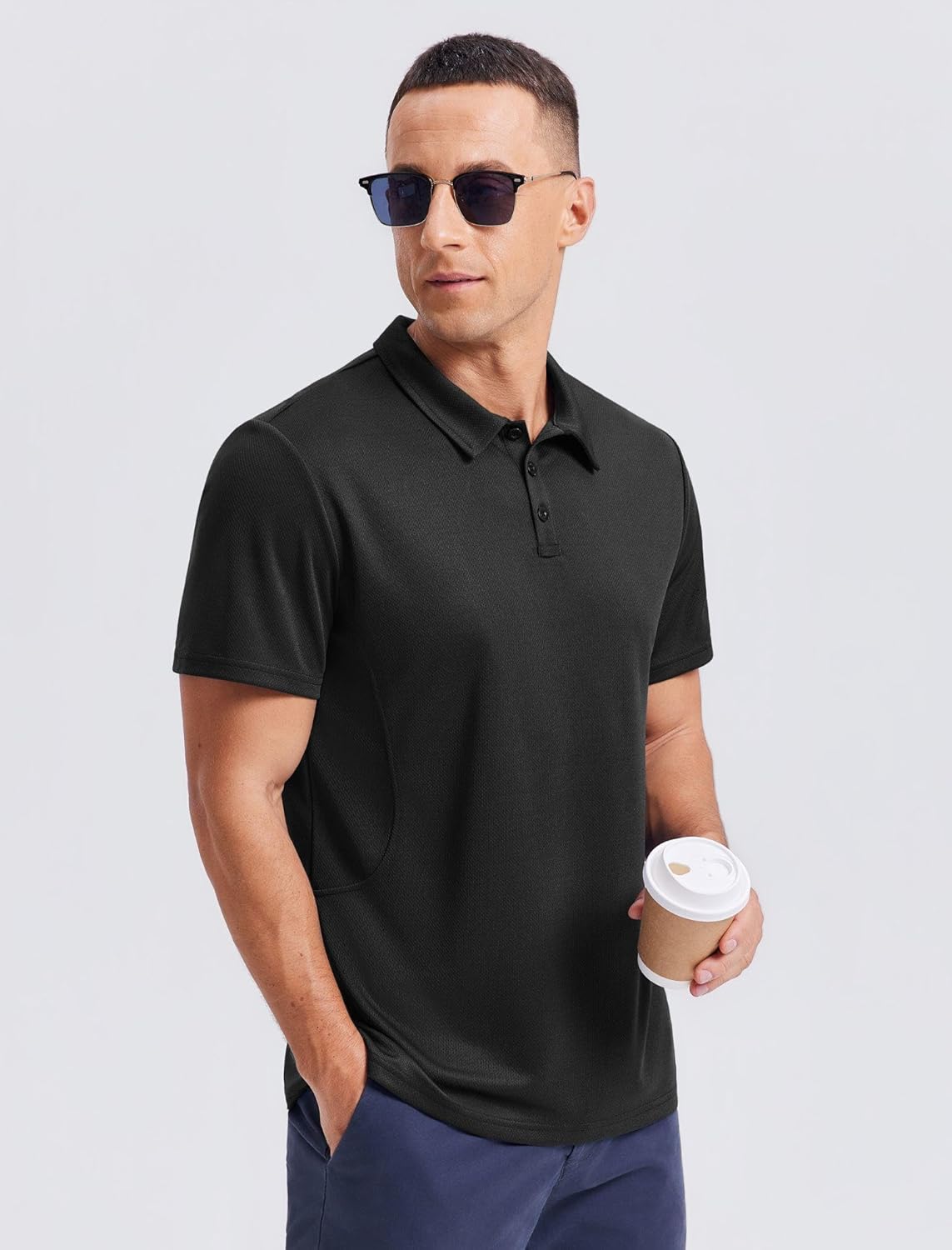 PINSPARK Golf Polo Shirt - Quick Dry Performance Casual Short Sleeve Collared Athletic Wear