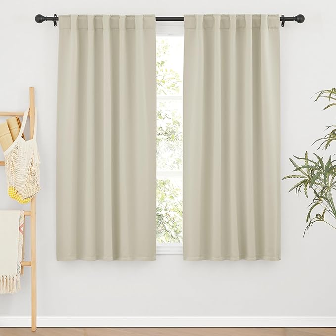 RYB HOME Blackout Curtains for Living Room, Back Tab & Rod Pocket Top