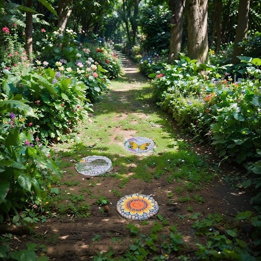 Sunflower Stepping Stones Outdoor Garden - Garden Stepping Stones Pavers for Outside Walkway Garden Stones Garden Stepping Stones Outdoor Decorative Stone for Garden 10 * 10 * 0.75 Inch