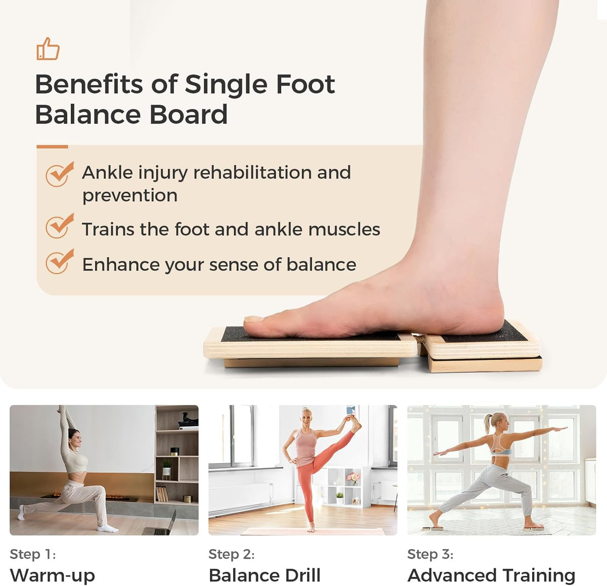 Skiennix Ankle Foot Strengthener - Single Leg Balance Board for Physical Therapy & Posture Correction
