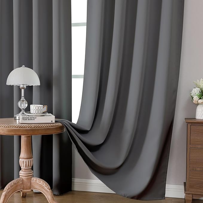 CUCRAF Light Grey Blackout Curtains 54 inch Length 2 Panels Set, Rod Pocket