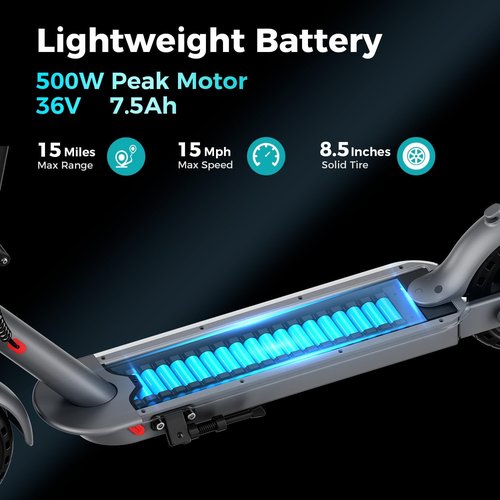 **Skiennix Electric Scooter - 500W Powerful Motor, 15 MPH Top Speed, 8.5" Solid Tire, Folding Design**