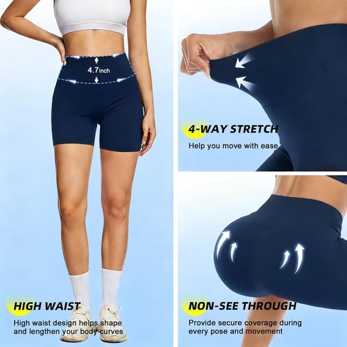 FULLSOFT High Waisted Biker Shorts for Women - Tummy Control Fitness & Yoga Gym Shorts, 5" Length