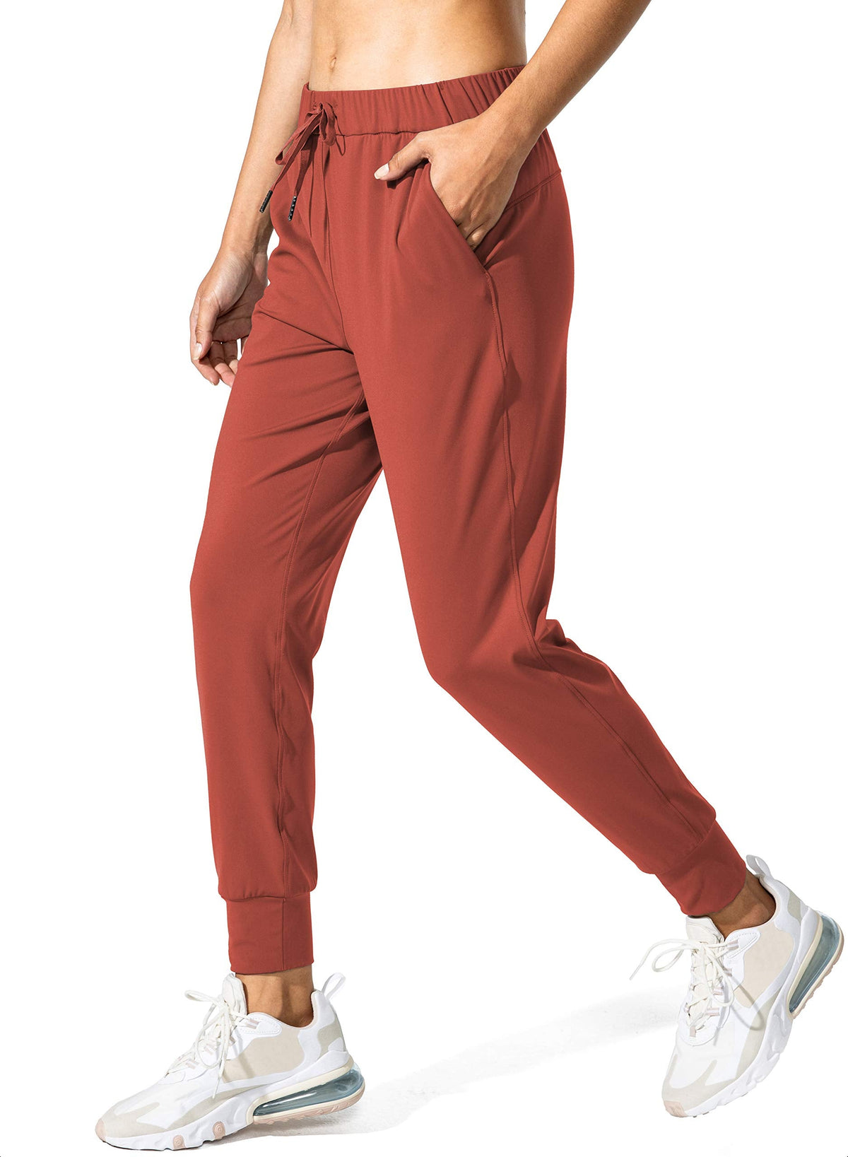SANTINY Women's Joggers Pants Pockets Drawstring Running Sweatpants for Women Lounge Workout Jogging(Savannah Red_XXL)